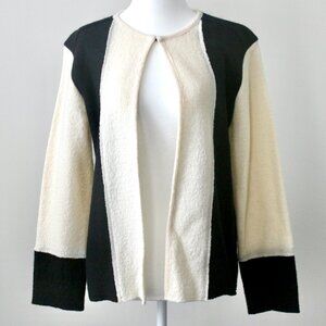 NWT Kasper 100% Wool Cream Black Professional Sweater Jacket Petite Large